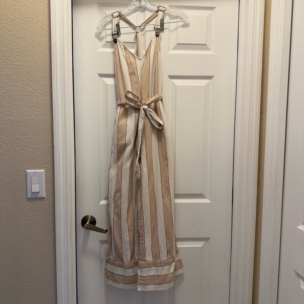 Billabong Striped Jumpsuit in Cream and Tan